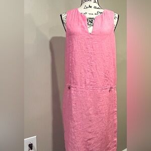 J.McLaughlin Rue Linen Blend Split Round Neck Sleeveless Shift Dress